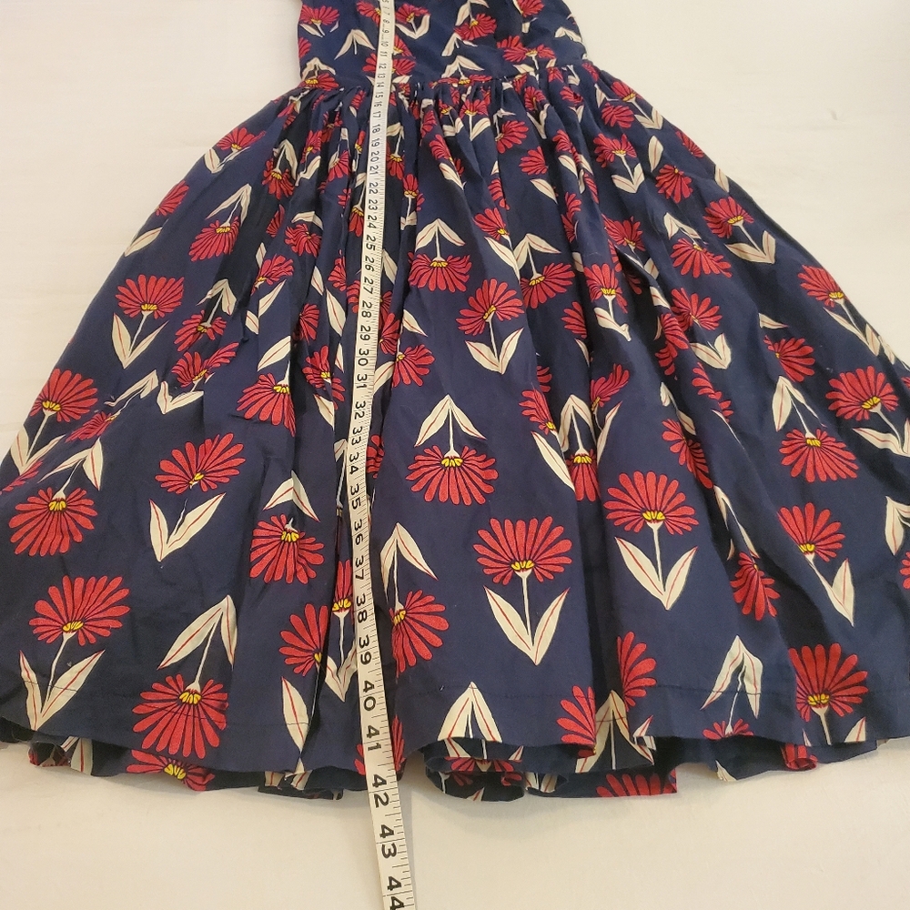 Modcloth Navy Floral Midi Dress with Coral and White Accents - Picture 7 of 12
